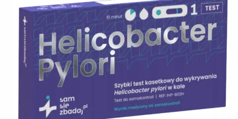 Szybki test kasetkowy do wykrywania Helicobacter pylori w kale. Badanie na obecność bakterii.
