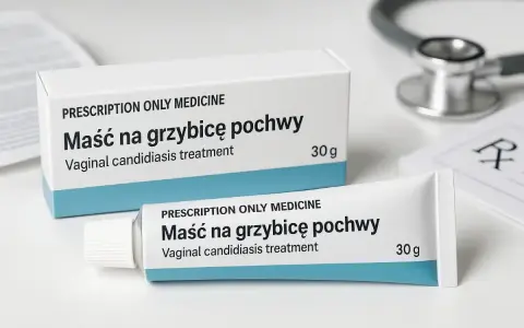 Maść na grzybicę pochwy, lek na receptę, może pomóc w walce z nawracającą grzybicą. Stetoskop i recepta sugerują konsultację lekarską.