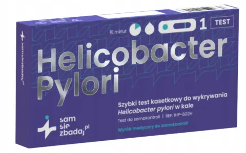 Szybki test kasetkowy do wykrywania Helicobacter pylori w kale. Badanie na obecność bakterii.