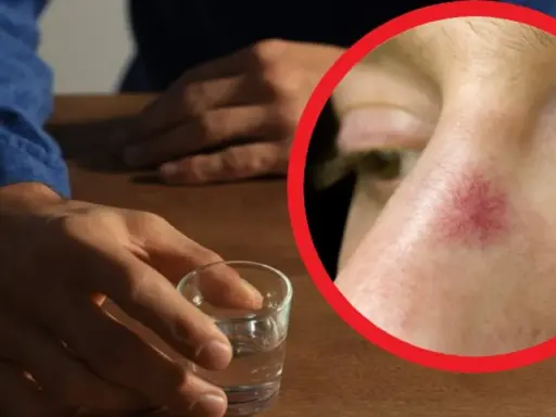 Czerwona plama na twarzy, widoczna po spożyciu alkoholu, może świadczyć o uczuleniu na alkohol.