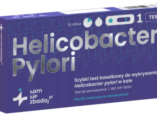 Szybki test kasetkowy do wykrywania Helicobacter pylori w kale. Badanie na obecność bakterii.